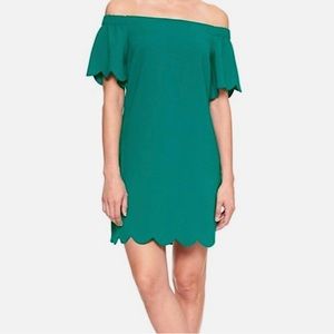 Banana Republic Teal Green Off the Shoulder Dress